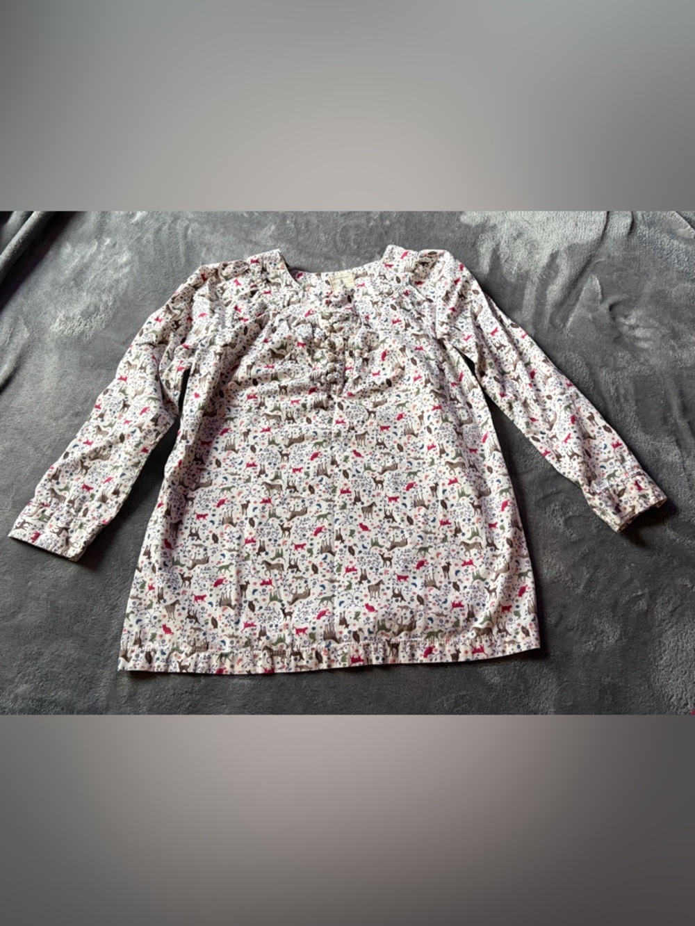 Lands End Girls Floral and Animal Print Long Sleeve Tunic Size 8